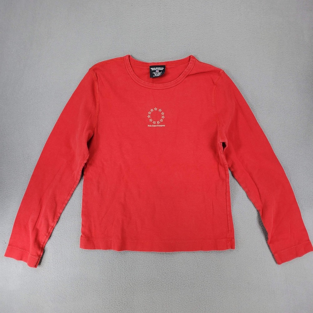 Polo Jeans Company Ralph Lauren Red Long Sleeve Crew Neck T Shirt Women's Size L